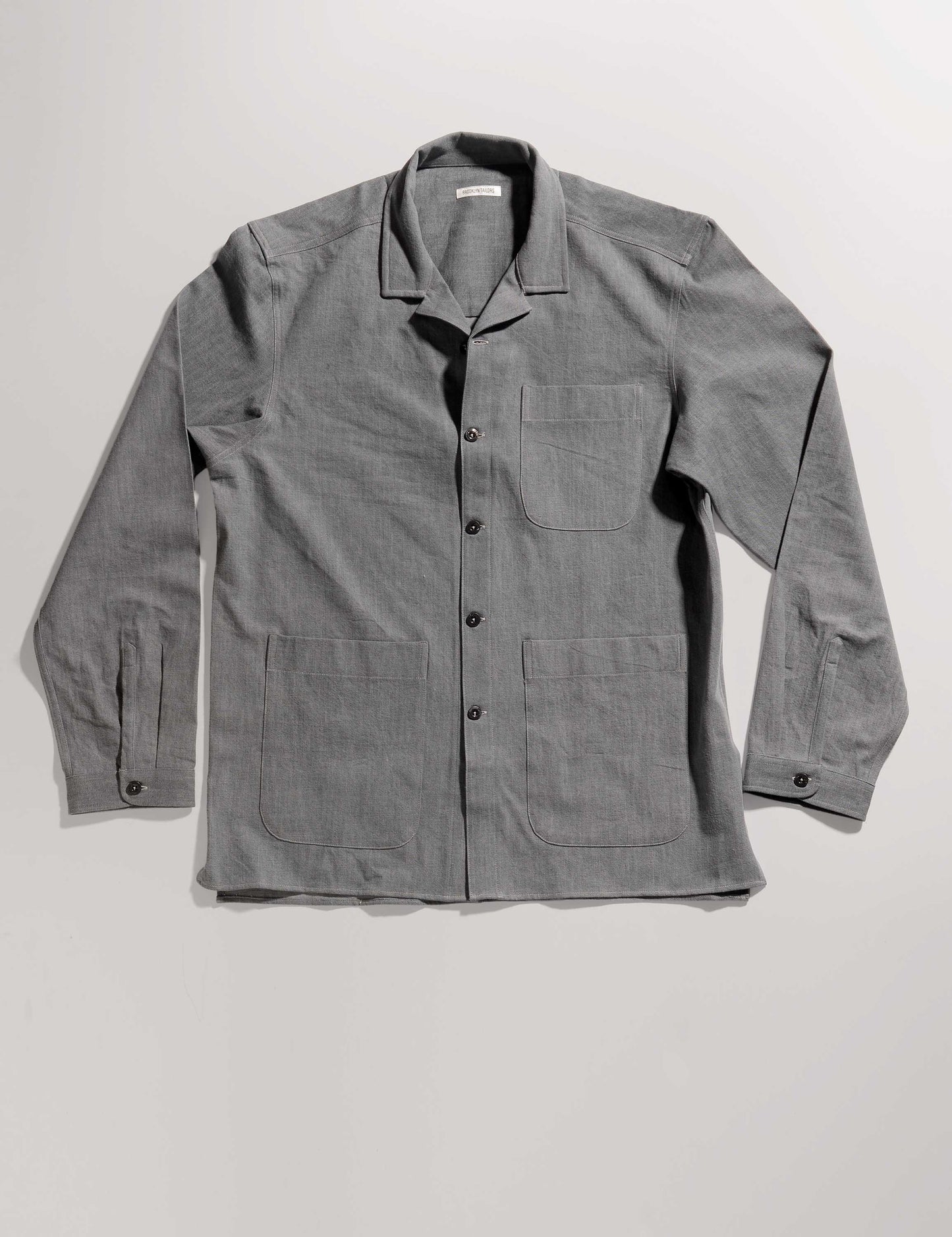 BKT19 Camp Collar Overshirt in Japanese Denim - Stone Gray