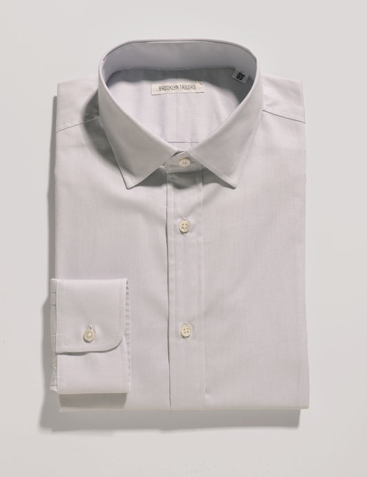 BKT20 Slim Dress Shirt in Pinpoint Oxford - Soft Gray