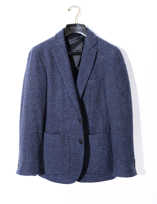 BKT35 Unstructured Jacket in 14.5 Micron Lofted Wool & Silk - Inverno Blue