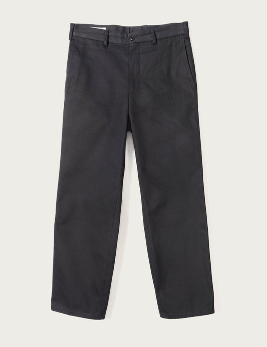 Brooklyn Tailors BKT36 Straight Leg Pant in Cotton Cavalry Twill - Black full length flat shot