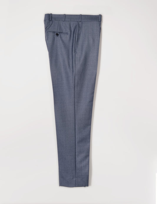 Brooklyn Tailors BKT50 Tailored Trousers in Birdseye Weave - Steel Blue full length flat shot