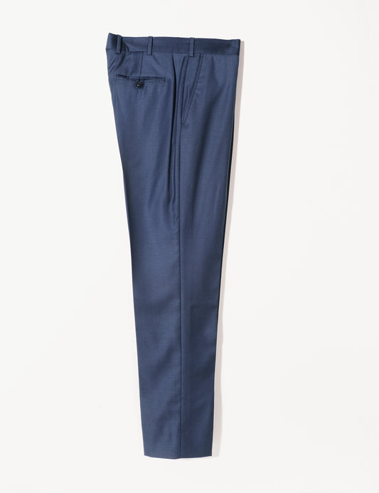 Brooklyn Tailors BKT50 Tailored Trouser in Super 120s Twill - Bright Navy full length flat shot