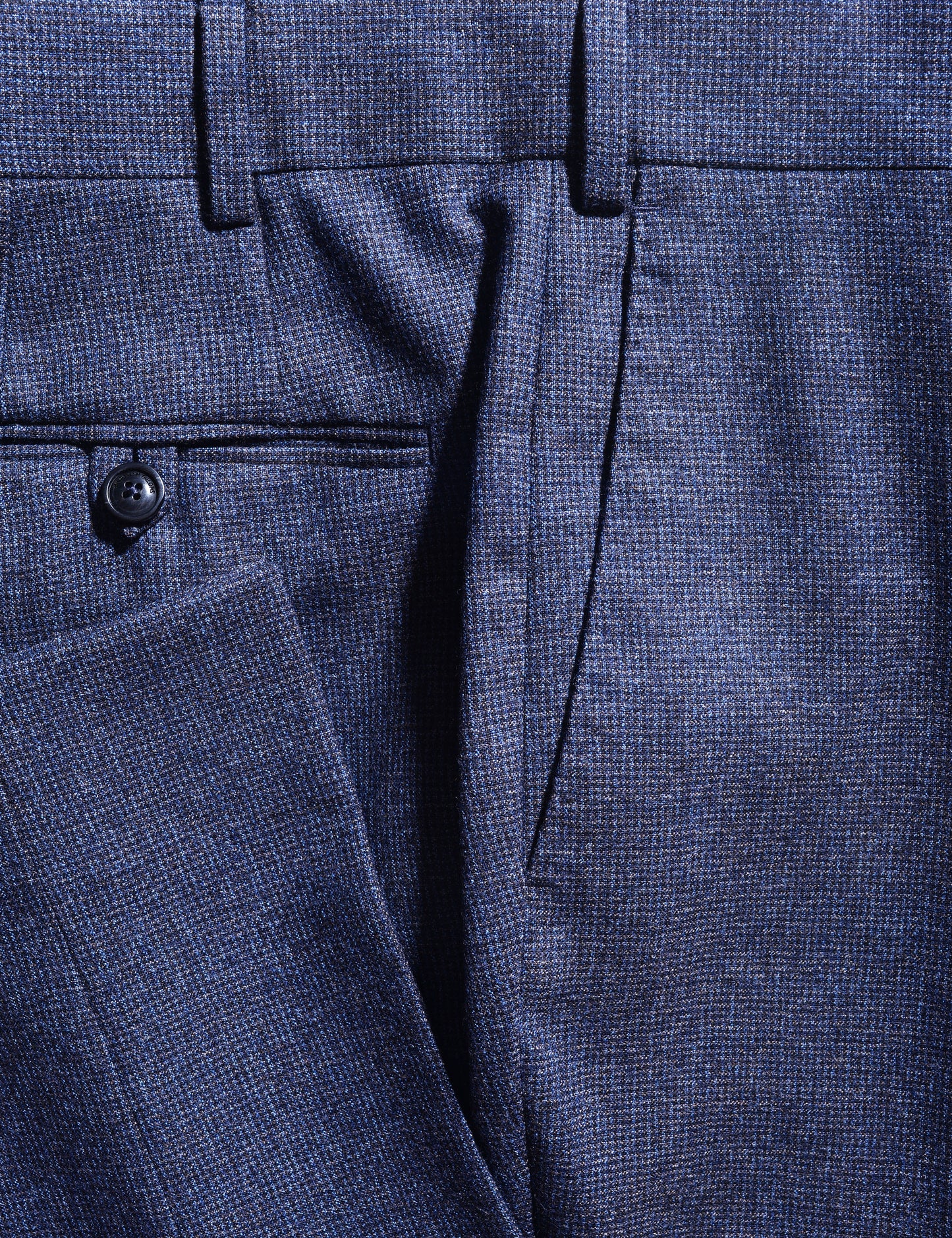 BKT50 Tailored Trousers in Super 130s Houndstooth Flannel - Blue Night