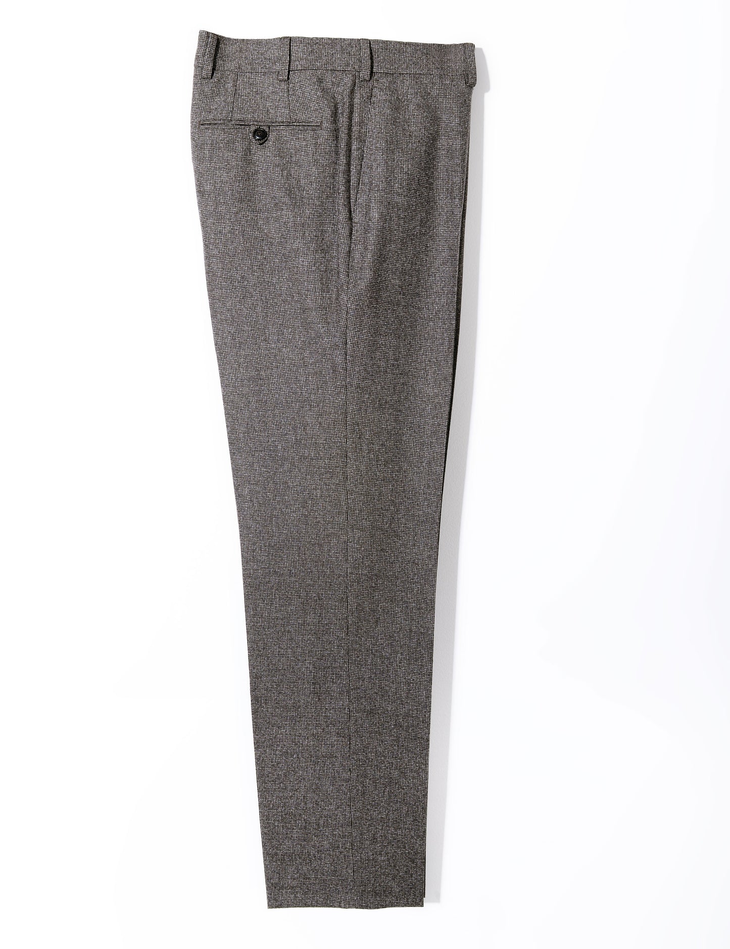 BKT50 Tailored Trousers in Super 130s Houndstooth Flannel - Smoke