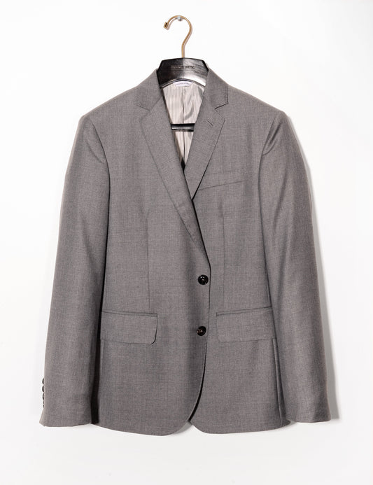 Full length shot of Brooklyn Tailors 2020 Version BKT50 Tailored Jacket in Super 110s Twill - Dove Gray on a hanger