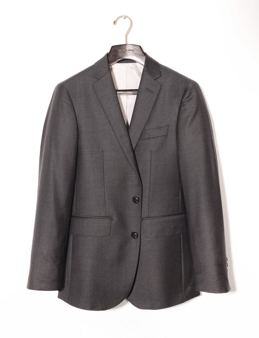 Brooklyn Tailors BKT50 Tailored Jacket in Super 110s Twill - Charcoal full length shot on hanger