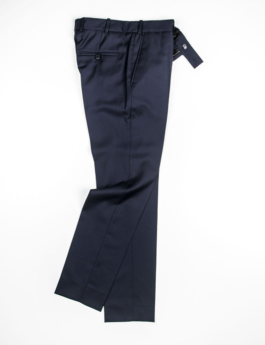 Brooklyn Tailors BKT50 Tailored Trouser in Super 110s Plainweave - Midnight Blue full length flat shot