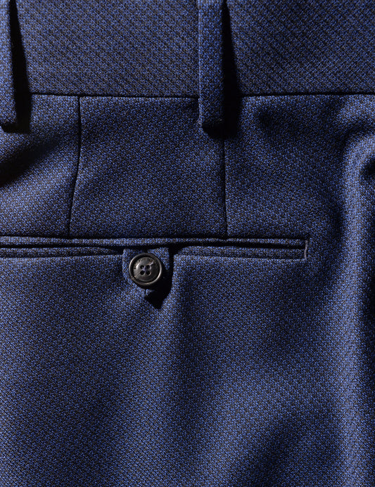 Pocket detail on BKT50 Tailored Suit in Jacquard Weave - Deep Blue trousers