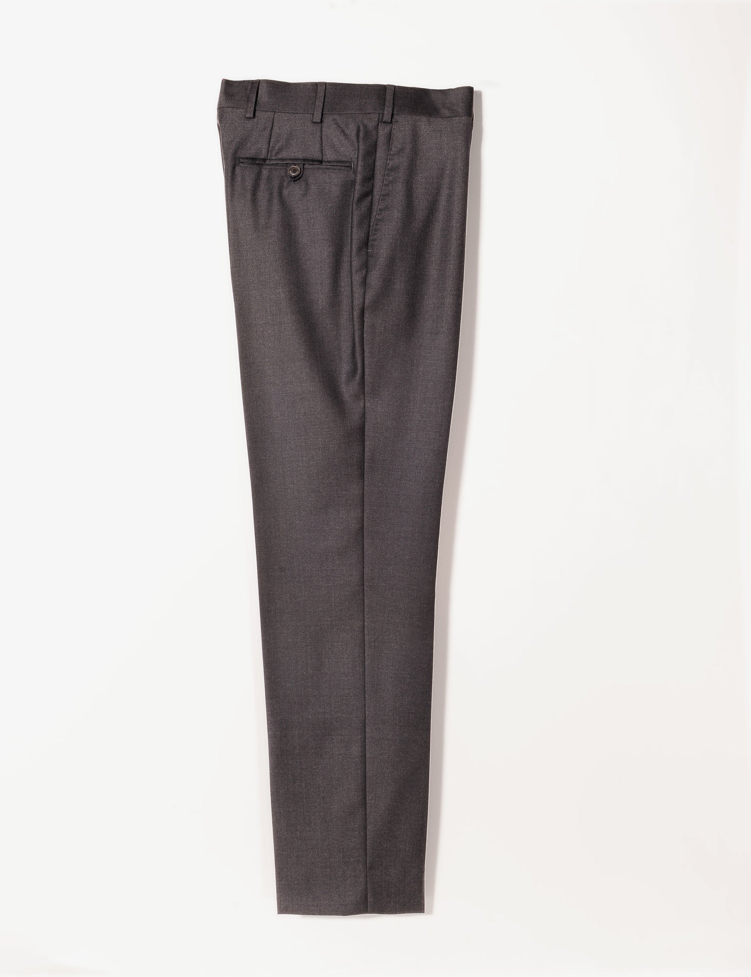 Brooklyn Tailors BKT50 Tailored Trouser in Super 110s Twill - Charcoal full length flat shot