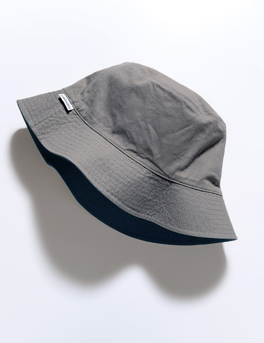 Reversible Cotton Bucket Hat - Blue/Gray