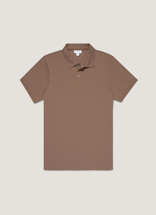Short Sleeve Pique Polo - Bark