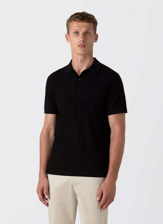 Short Sleeve Pique Polo - Black
