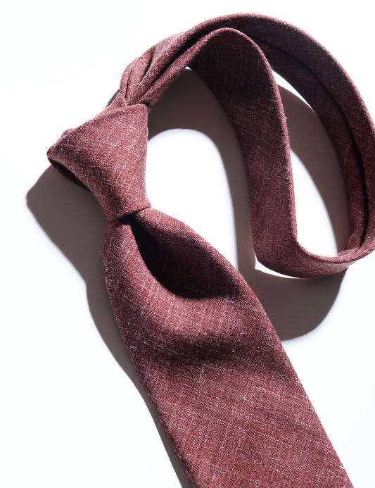 Silk, Wool, and Linen Heathered Tie - Brick