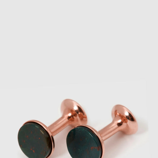 Stone Bow Cufflinks in 18 Carat Rose Gold & Bloodstone
