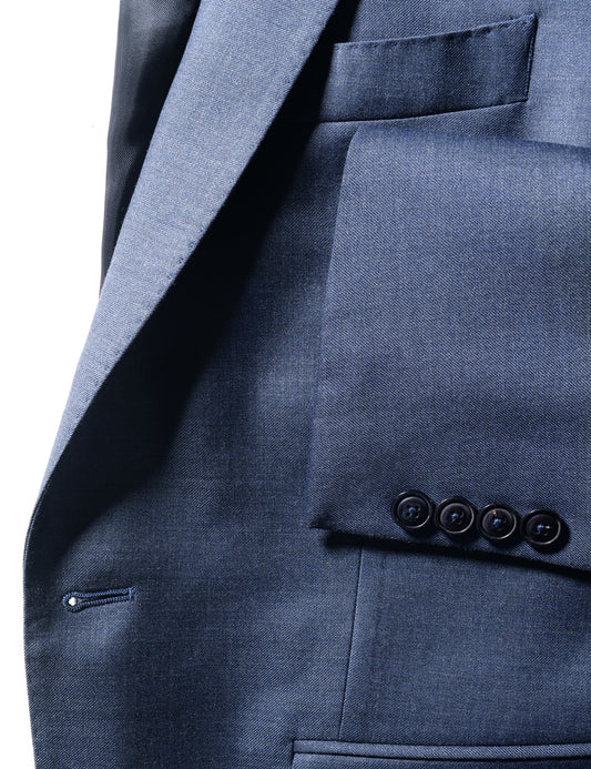 BKT50 Tailored Jacket in Super 130s Heather Twill - Gentian Blue