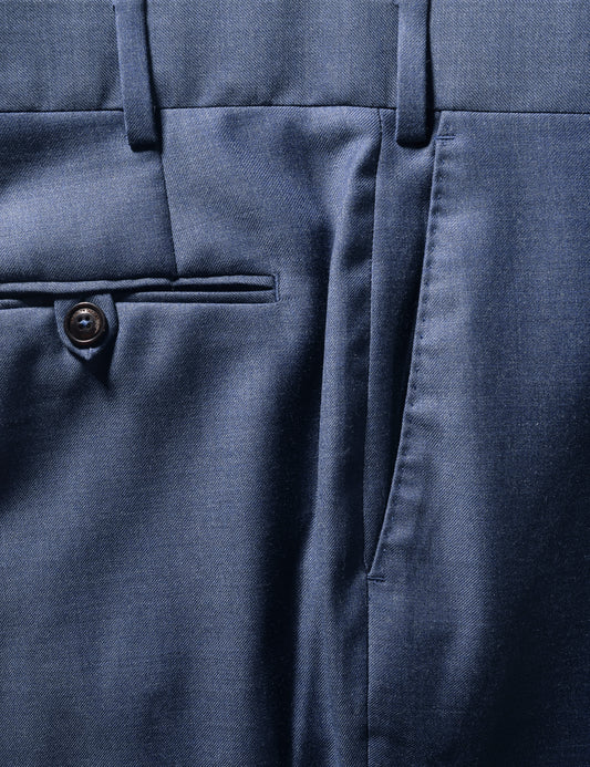 BKT50 Tailored Trousers in Super 130s Heather Twill - Gentian Blue