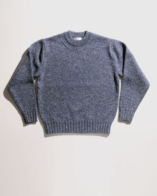Winter Wool Crewneck Sweater - Marled Navy