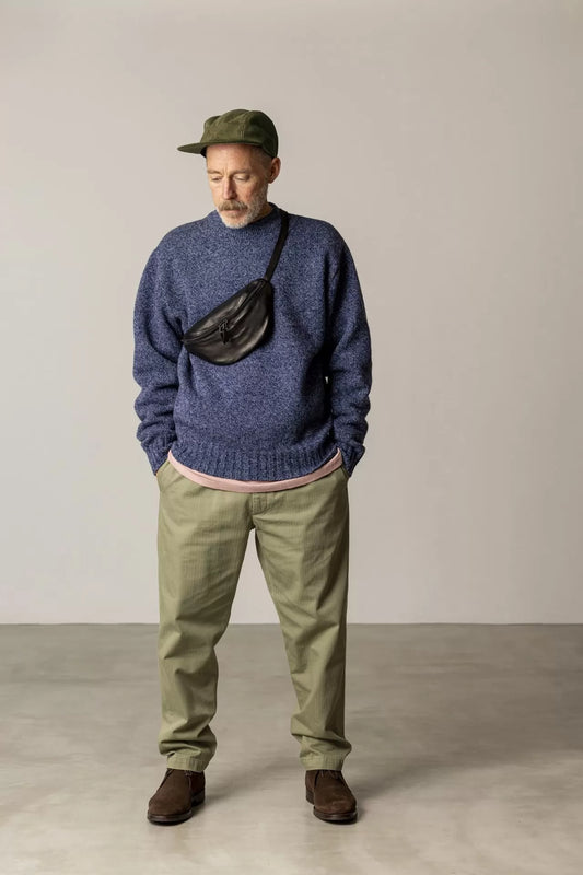 Winter Wool Crewneck Sweater - Marled Navy