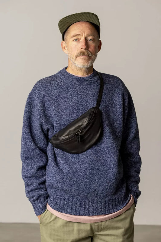 Winter Wool Crewneck Sweater - Marled Navy
