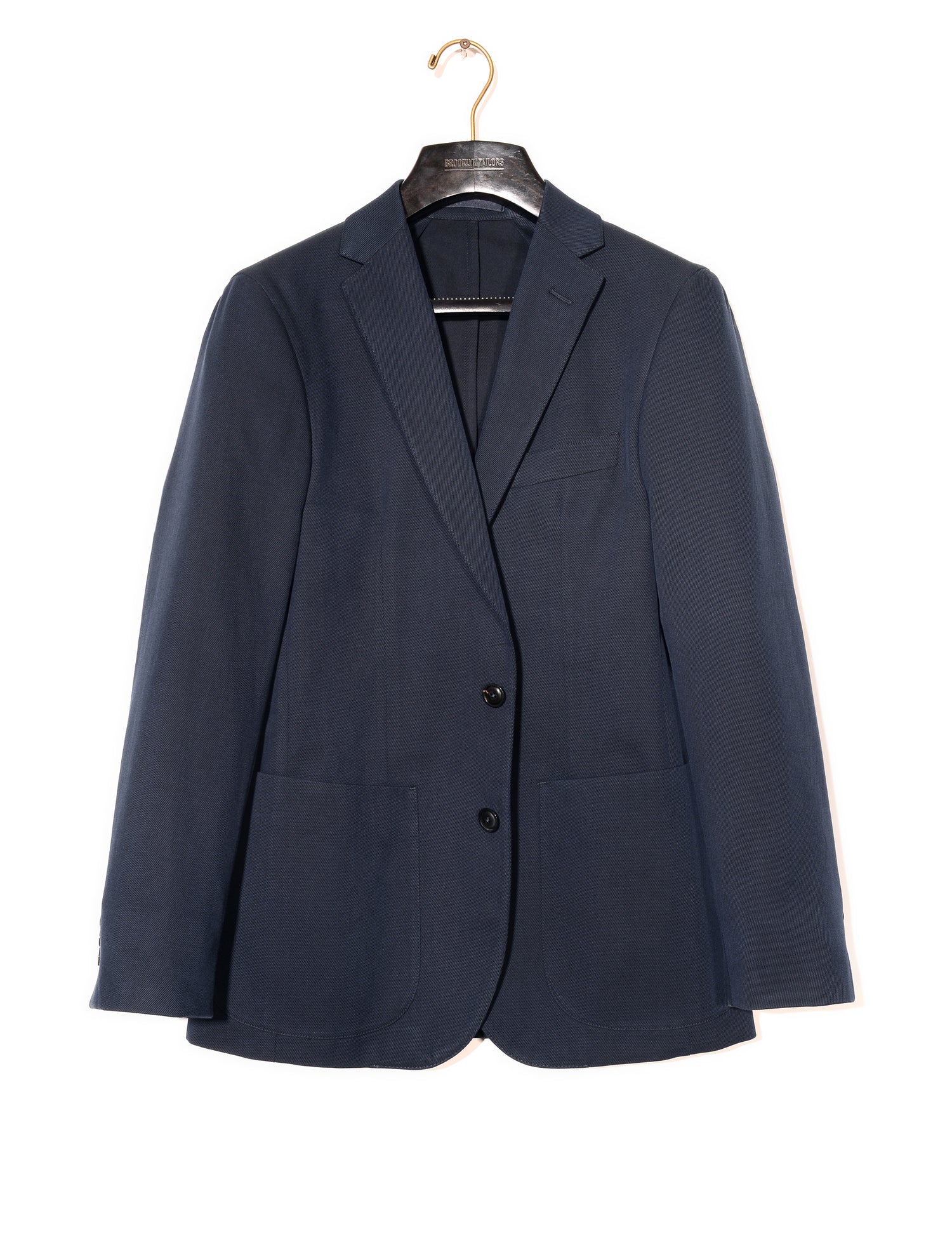 Brooklyn Tailors BKT35 Unstructured Jacket in Cavalry Twill - Navy full length shot on hanger