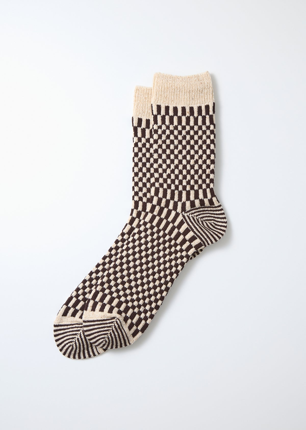 Checkerboard Pattern Socks - Brown