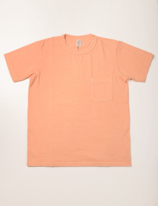 Full length flat shot of Velva Sheen Pigment Pocket Tee in Coral