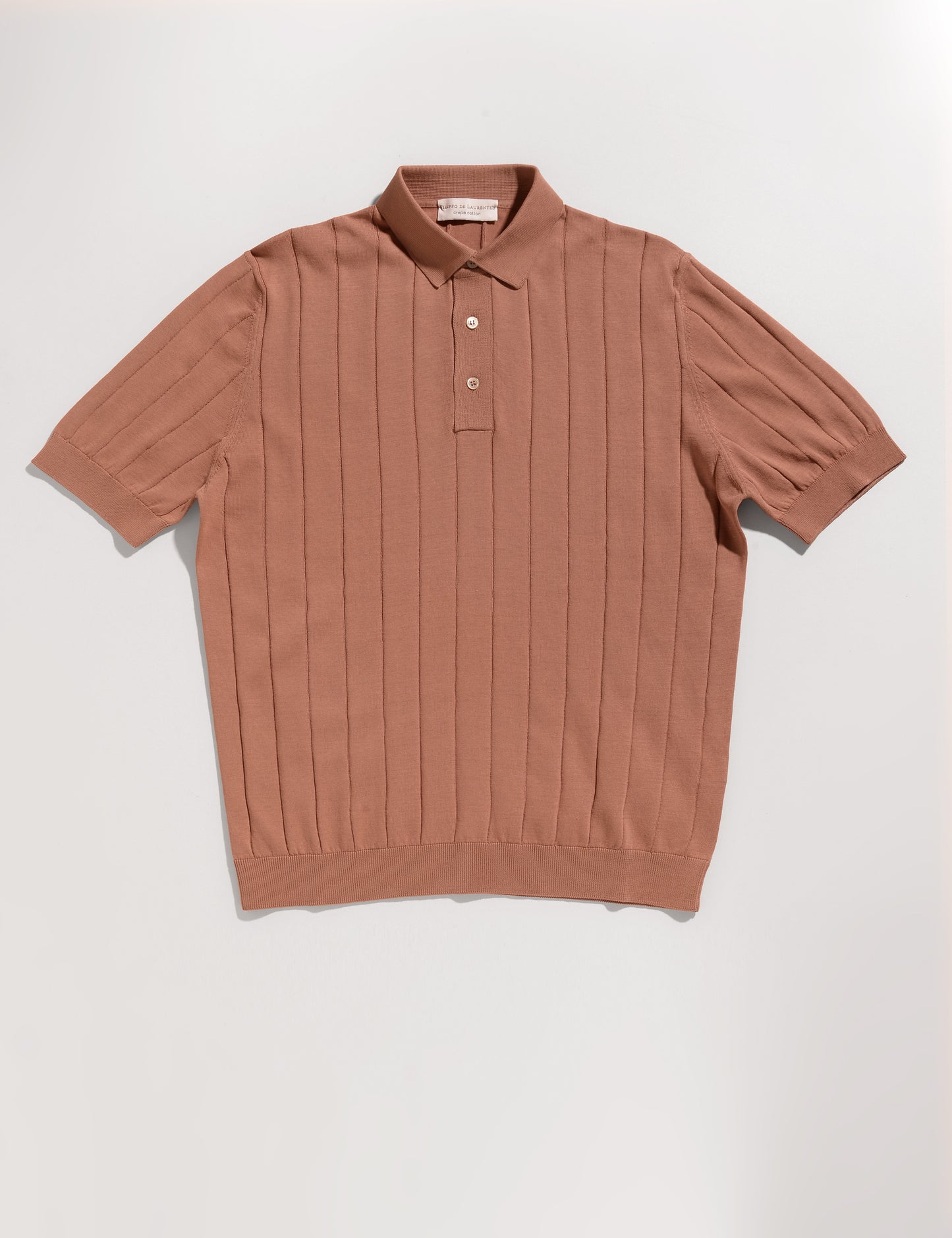 Full length flat shot of Filippo de Laurentiis Solid Cotton Polo Shirt with Ribbing - Rose
