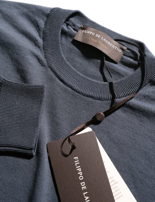 Crepe Cotton Crew Sweater - Slate