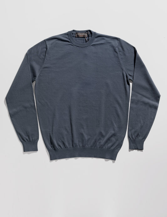 Crepe Cotton Crew Sweater - Slate