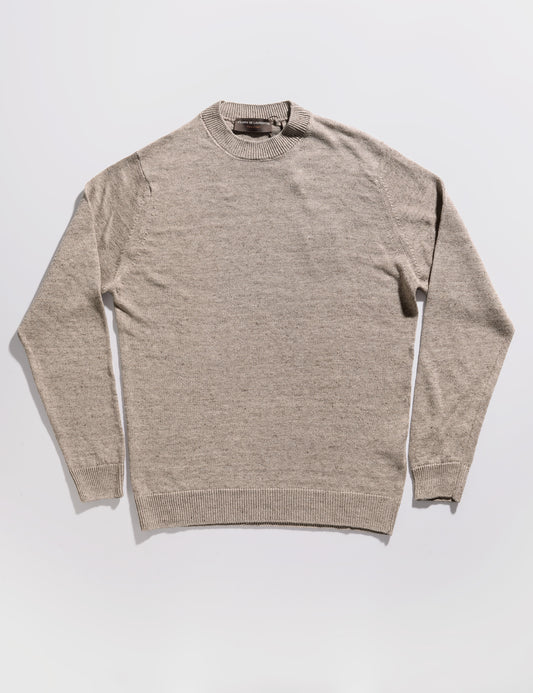 Linen Cotton Fisherman Sweater - Oatmeal