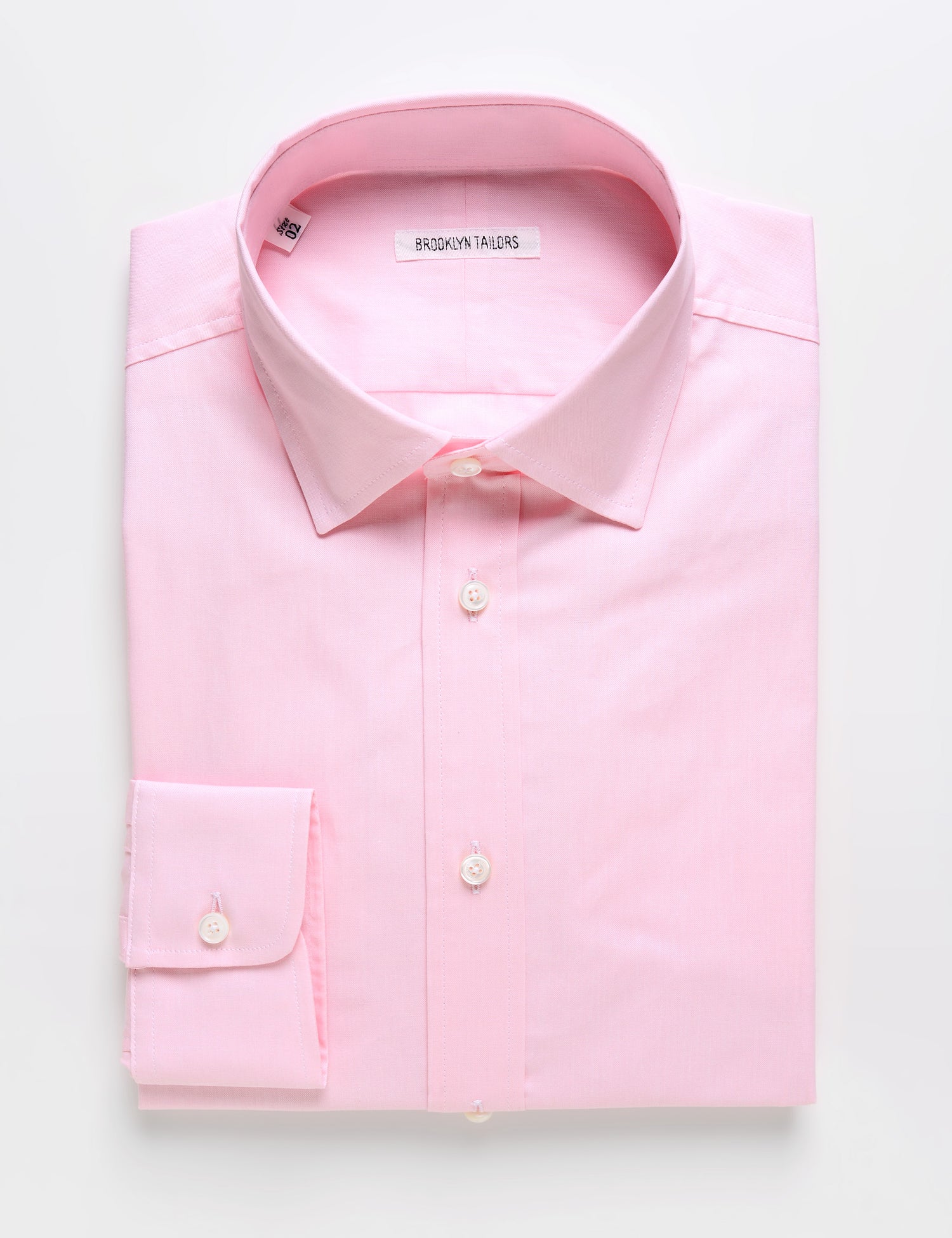 Brooklyn Tailors BKT20 Slim Dress Shirt in Pinpoint Oxford - Rose Quartz folded flat shot
