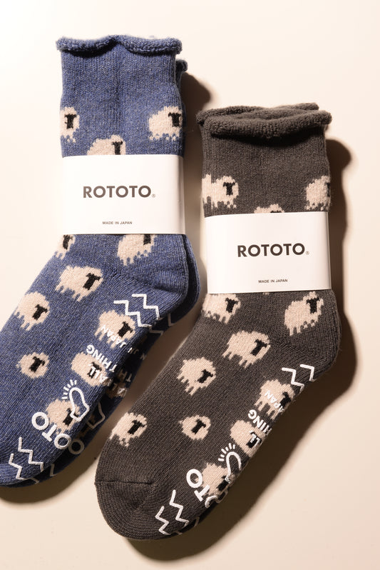 Sheep Pile Room Socks - Blue