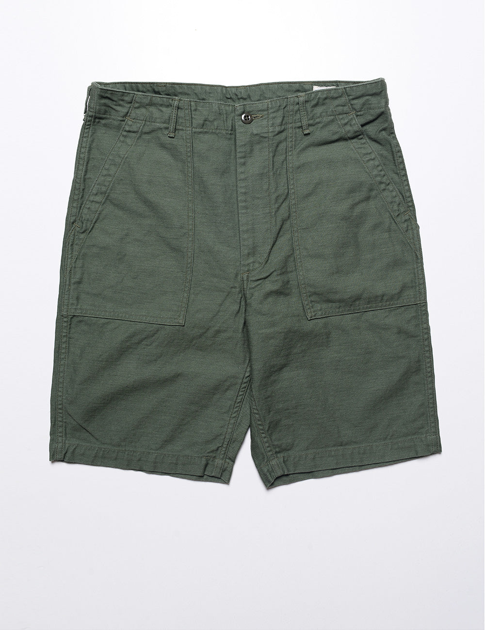 Flat shot of Orslow US Army Fatigue Shorts  - Army Green