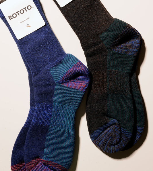 Double Face Merino Pile Socks - Dark Blue