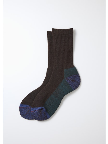 Double Face Merino Pile Socks - Dark Brown