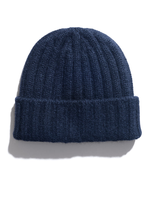 Flat shot of Cableami Cashmere Beanie - Navy