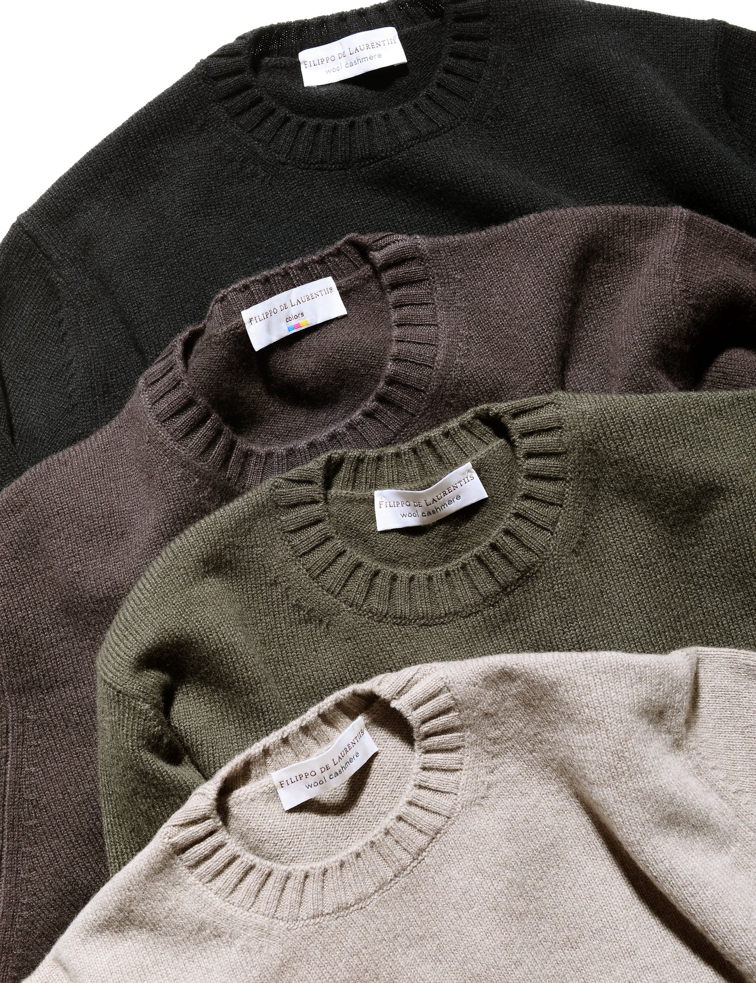 Neck detail of Wool Cashmere Ribbed Cuff Crewneck - Oat