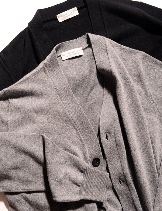 Wool Cashmere Cardigan Sweater - Black