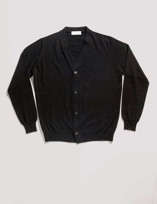 Wool Cashmere Cardigan Sweater - Black