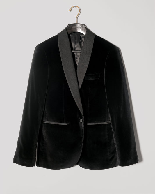 BKT50 Shawl Collar Dinner Jacket in Velvet - Black