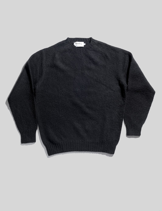 Classic Fit Shaggy Shetland Sweater - Black