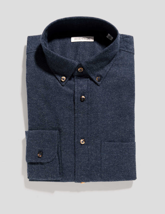 BKT10 Slim Casual Shirt in Cotton Cashmere Flannel - Navy