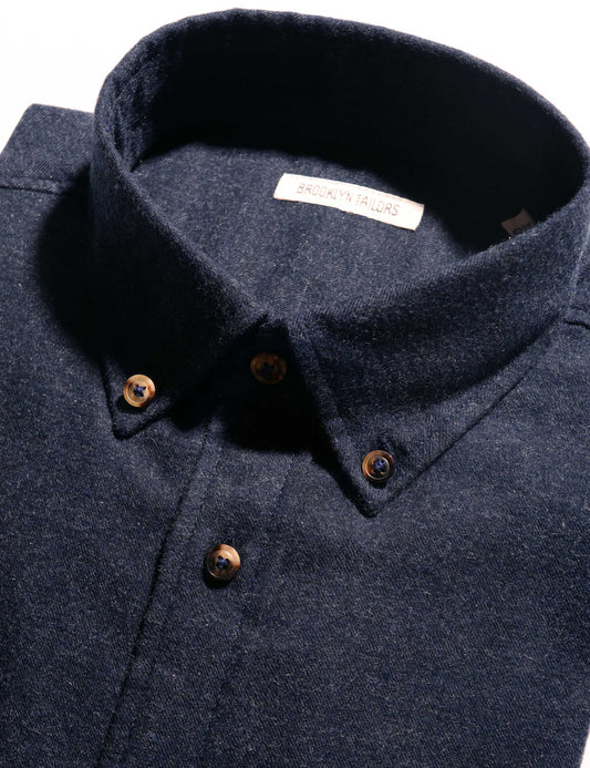 BKT10 Slim Casual Shirt in Cotton Cashmere Flannel - Navy