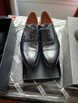 FINAL SALE: Lime Oxford Shoes in Black Calf Leather FLOOR MODEL SIZE US 12|UK11
