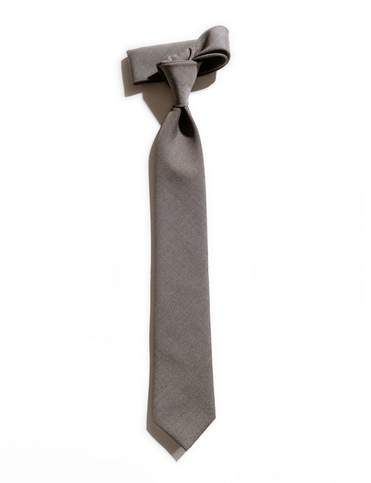 Flat shot of Brooklyn Tailors Heavy Grain Wool & Kid Mohair Necktie - River Clay