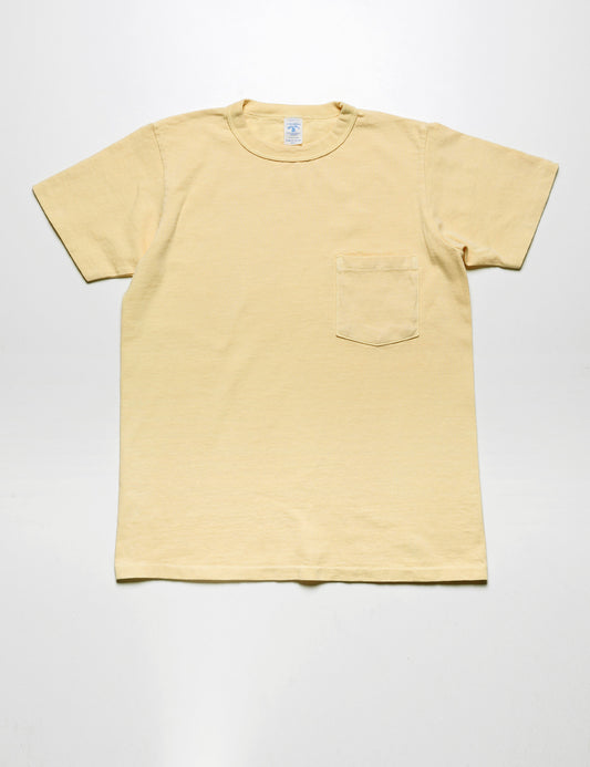 Full length flat shot of Velva Sheen Pigment Pocket Tee in Sunny Yellow