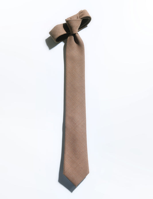 Flat shot of Brooklyn Tailors Super 140s Wool Hopsack Tie - Brass