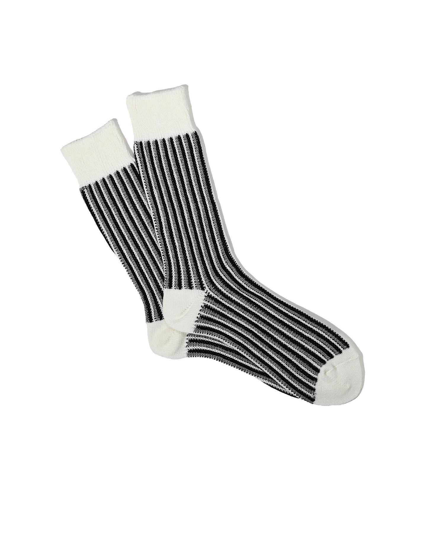 JQ Stripe Crew Socks - Off White