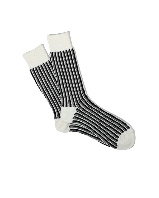JQ Stripe Crew Socks - Off White
