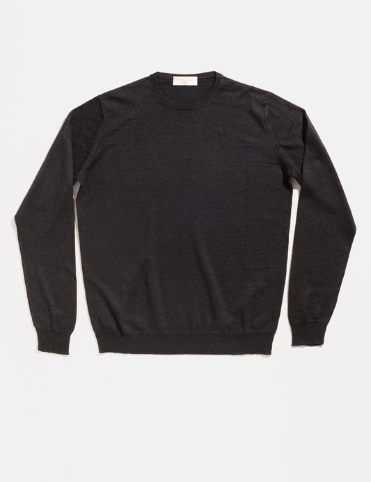Full length flat shot of Filippo de Laurentiis Linen/Cotton Crewneck Sweater - Blacktop